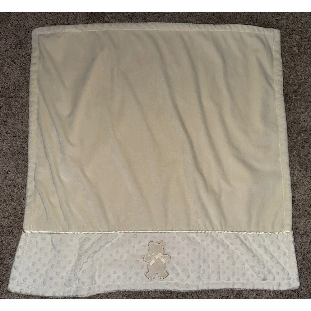 KYLE & DEENA Plush Baby Blanket Teddy Bear Cream Off‎ White Sherpa Minky 30x30